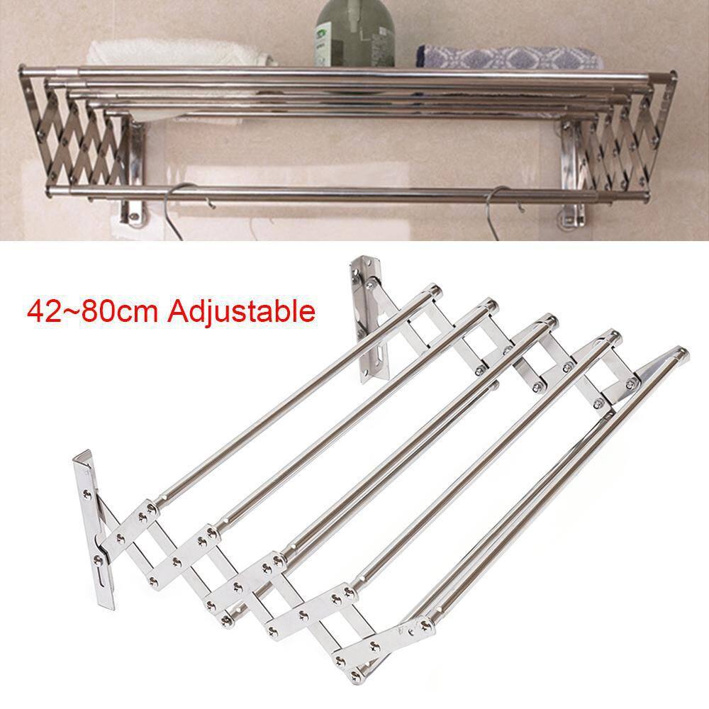 YIYIBYUS 31.5 in. x 5.7 in. Silver Stainless Steel Folding Telescopic Towel Rack Garment Rack HG-ZTYJ-6572