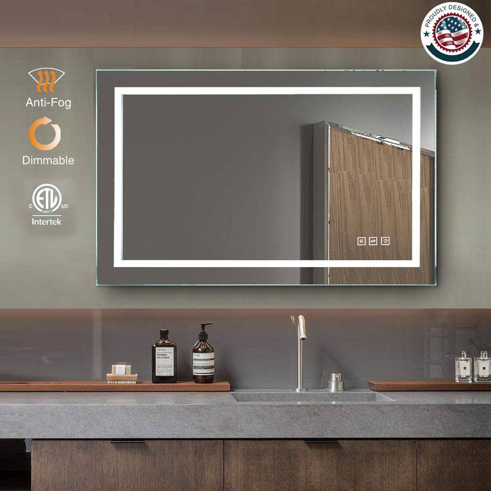 TOOLKISS Classic 40 in. W x 24 in. H Rectangular Frameless Anti-Fog LED Light Wall Bathroom Vanity Mirror Front Light TK19066