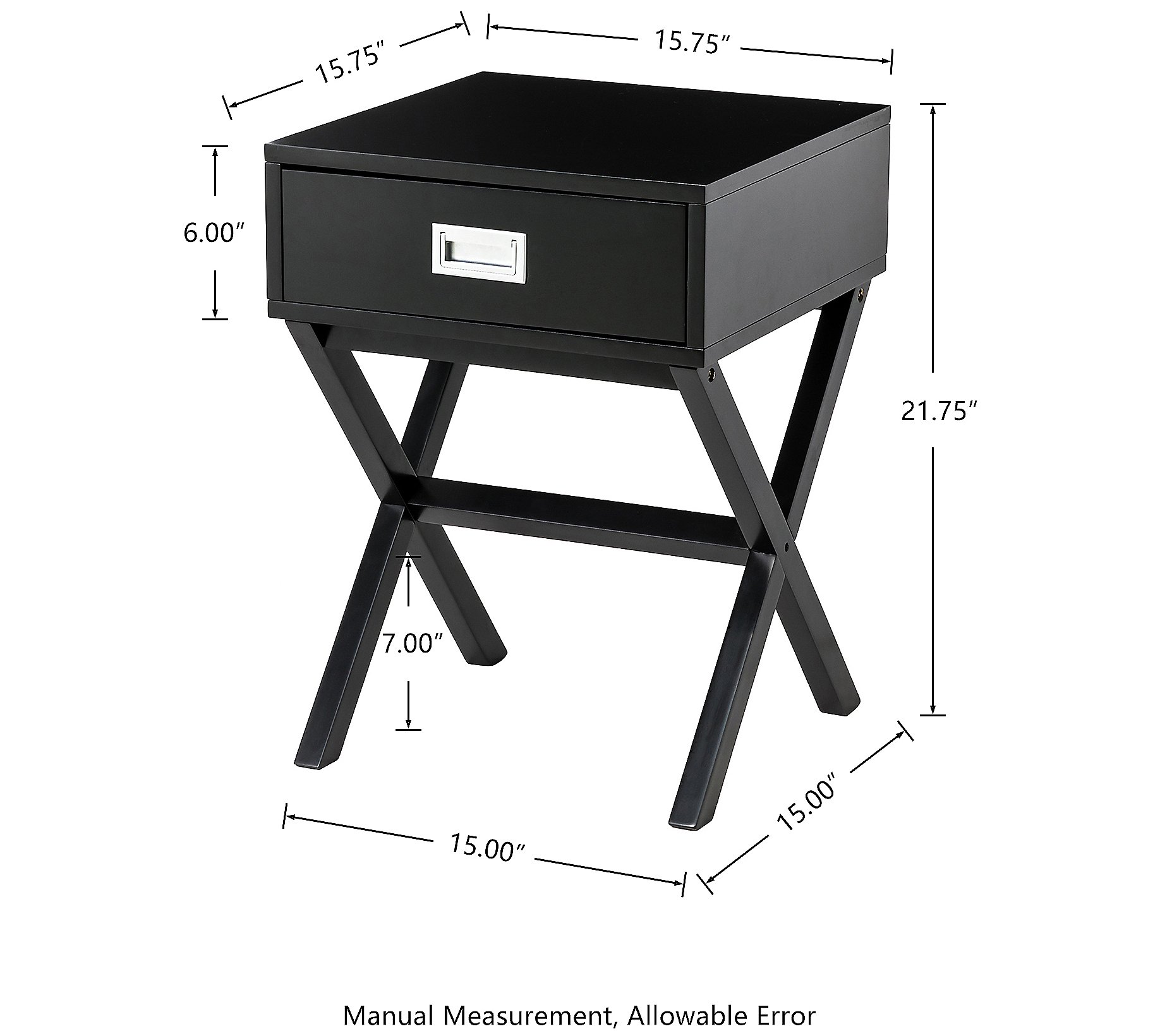 Glitzhome Contemporary Trellis Style X Leg EndTable W Drawer