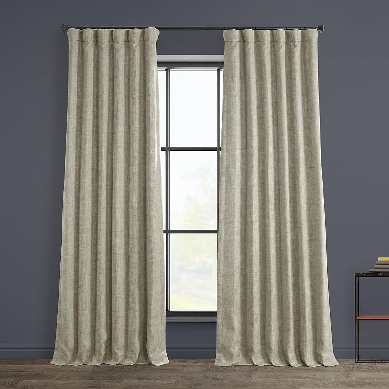 EFF 1-Panel Solid Faux-Linen Window Curtain