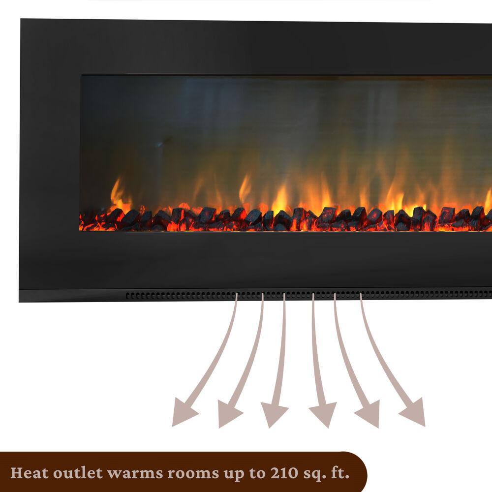 Cambridge Metropolitan 56 in. Wall-Mount Electic Fireplace in Black CAM56WMEF-2BLK