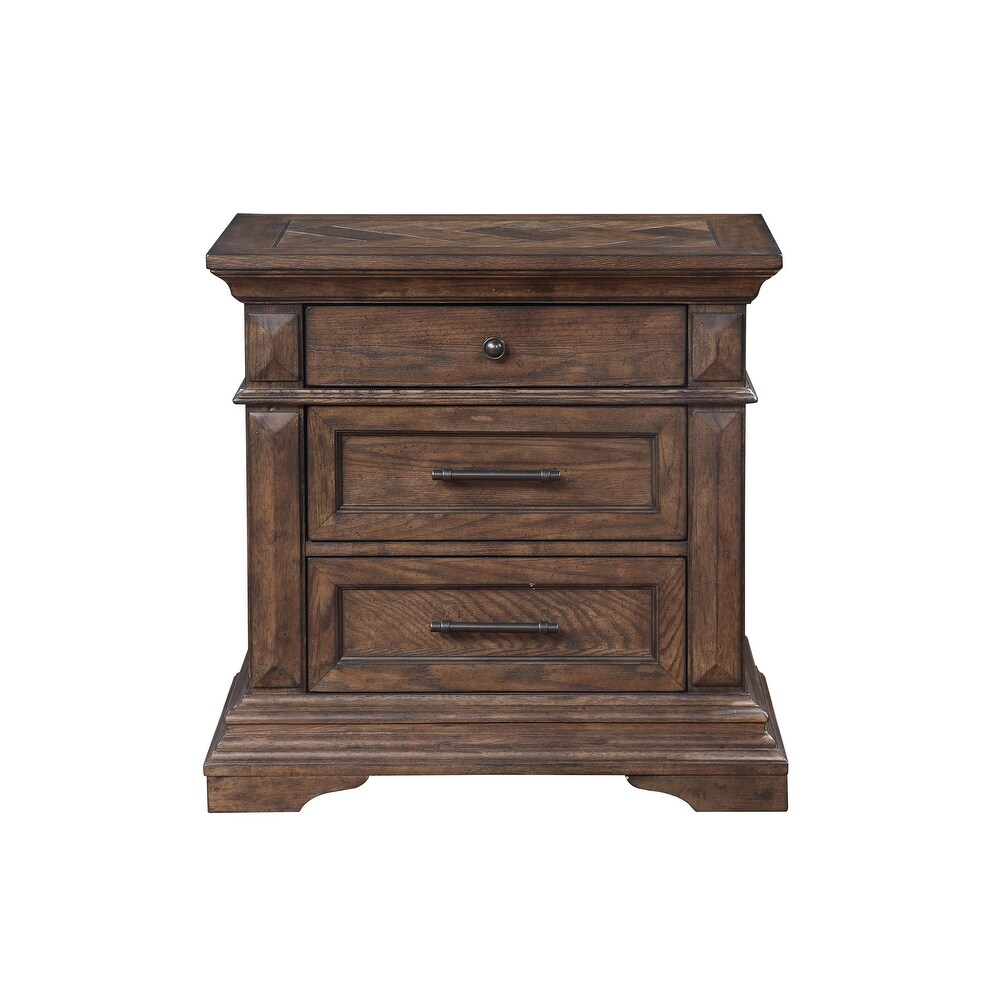 New Classic Furniture Teagan Walnut 3 Drawer Nightstand