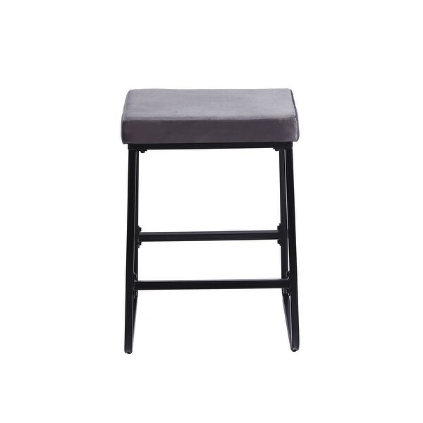 Porthos Home Sato Counter Stools Set of 2， Velvet Upholstery， Iron Legs