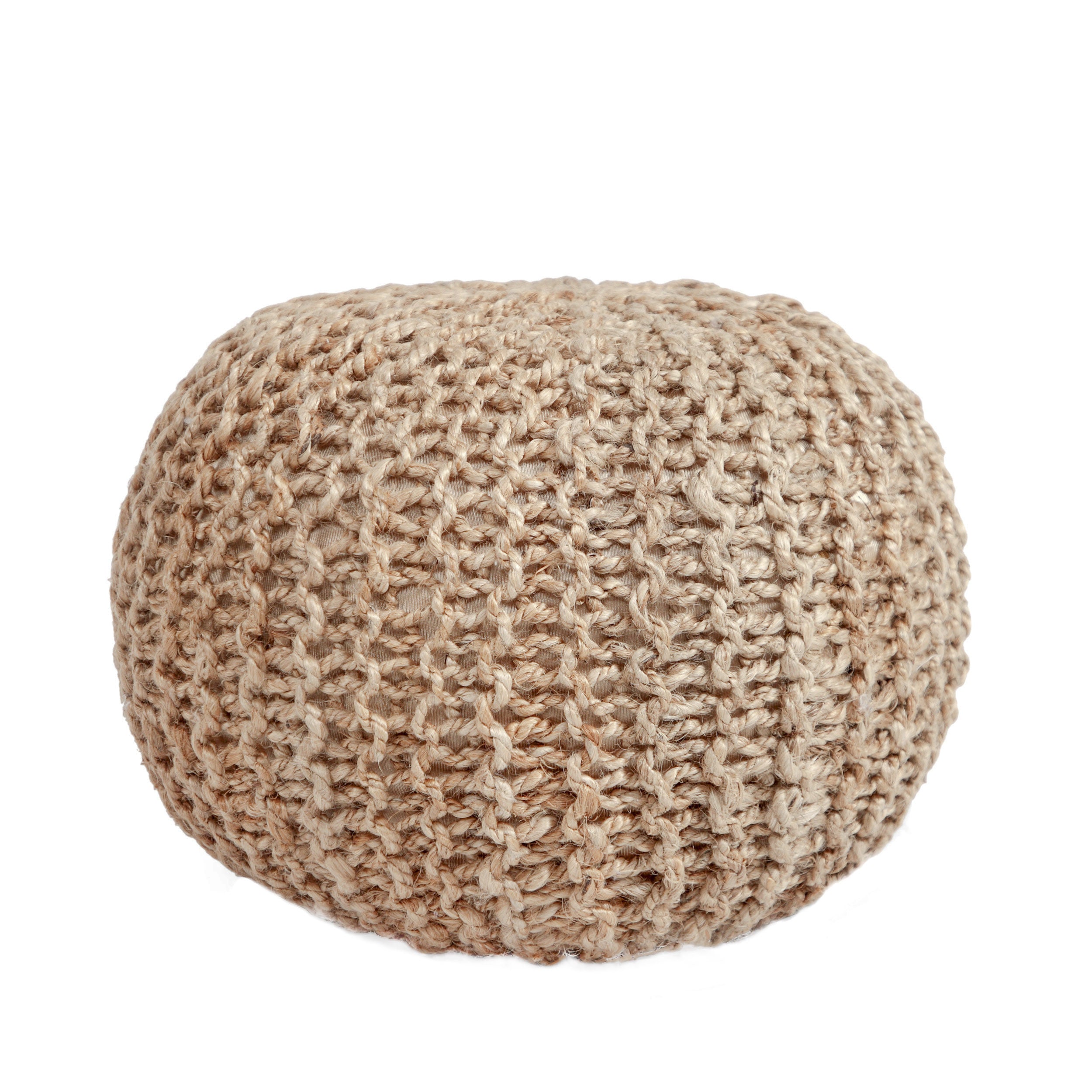 Brightridge Boho Handmade Jute Cable Knit Round Pouf