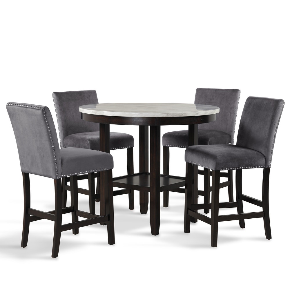 New Classic Furniture Reginald 5 Piece Round Counter Set