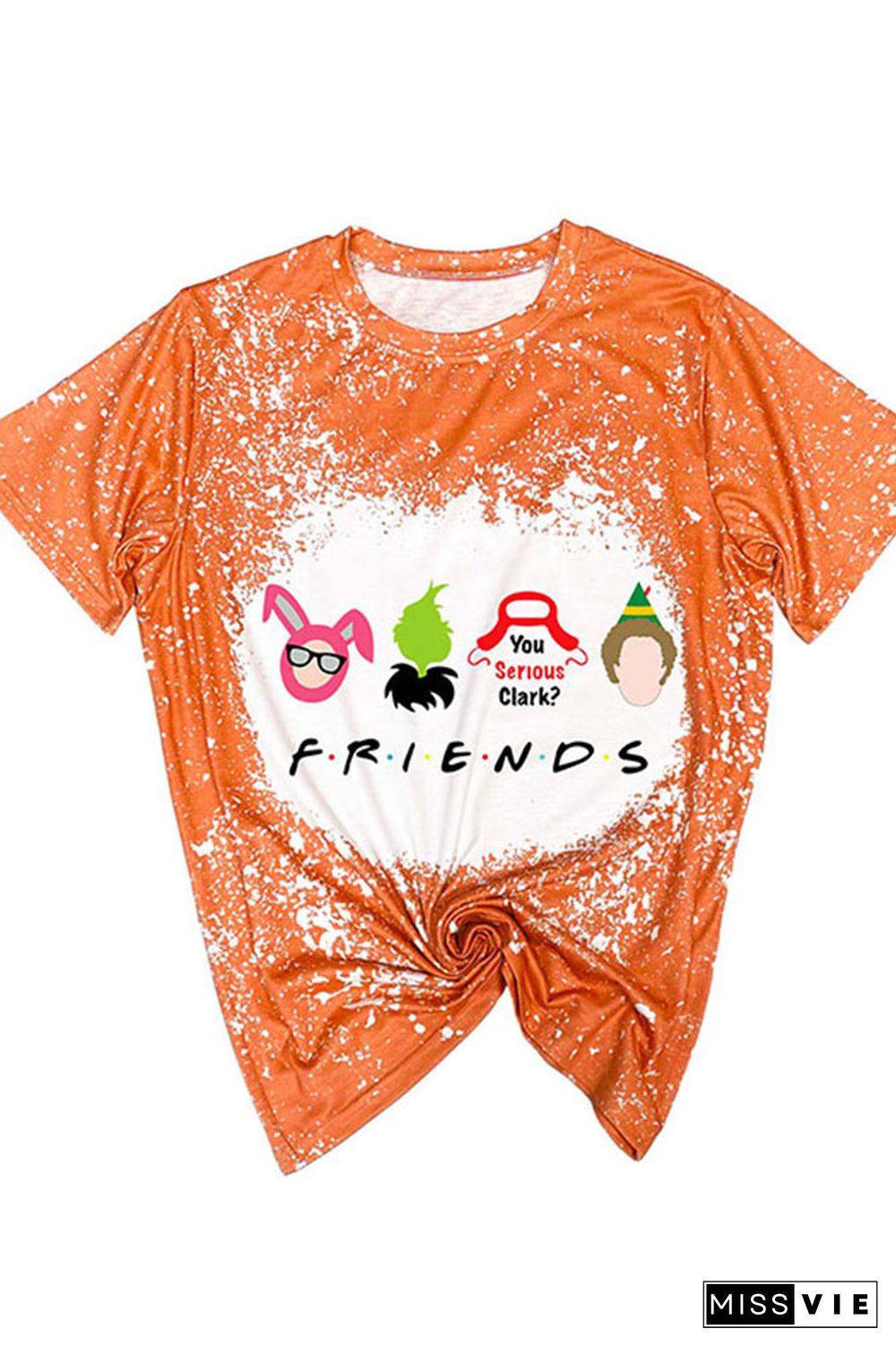 Christmas Friends,Christmas Movie Characters Bleached Graphic Tee Wholesale