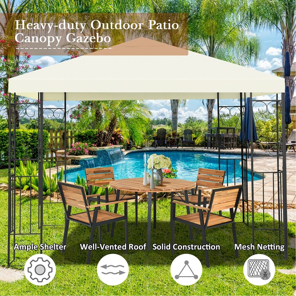 Costway 10'x10' Patio Gazebo Canopy Tent Steel Frame Shelter Patio