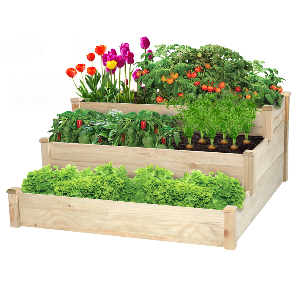 Caiman Wooden Raised Garden Bed Kit Elevated Flower Pot Garden Planter Box for Backyard Outdoor Indoor 8x4x1FT