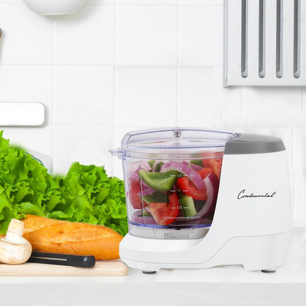 Continental Electric 1.5-Cup Electric Mini Food Chopper with Stainless Steel Blade  Interlocking Plastic Bowl CE-FP001