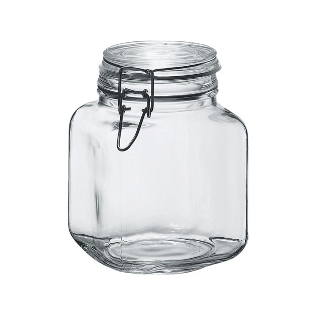 Amici Home Glass Hermetic Preserving Canning Jar Italian Airtight Clamp Lids Kitchen Canisters For Flour Cereal Coffee Pasta 2 piece 58 Oz