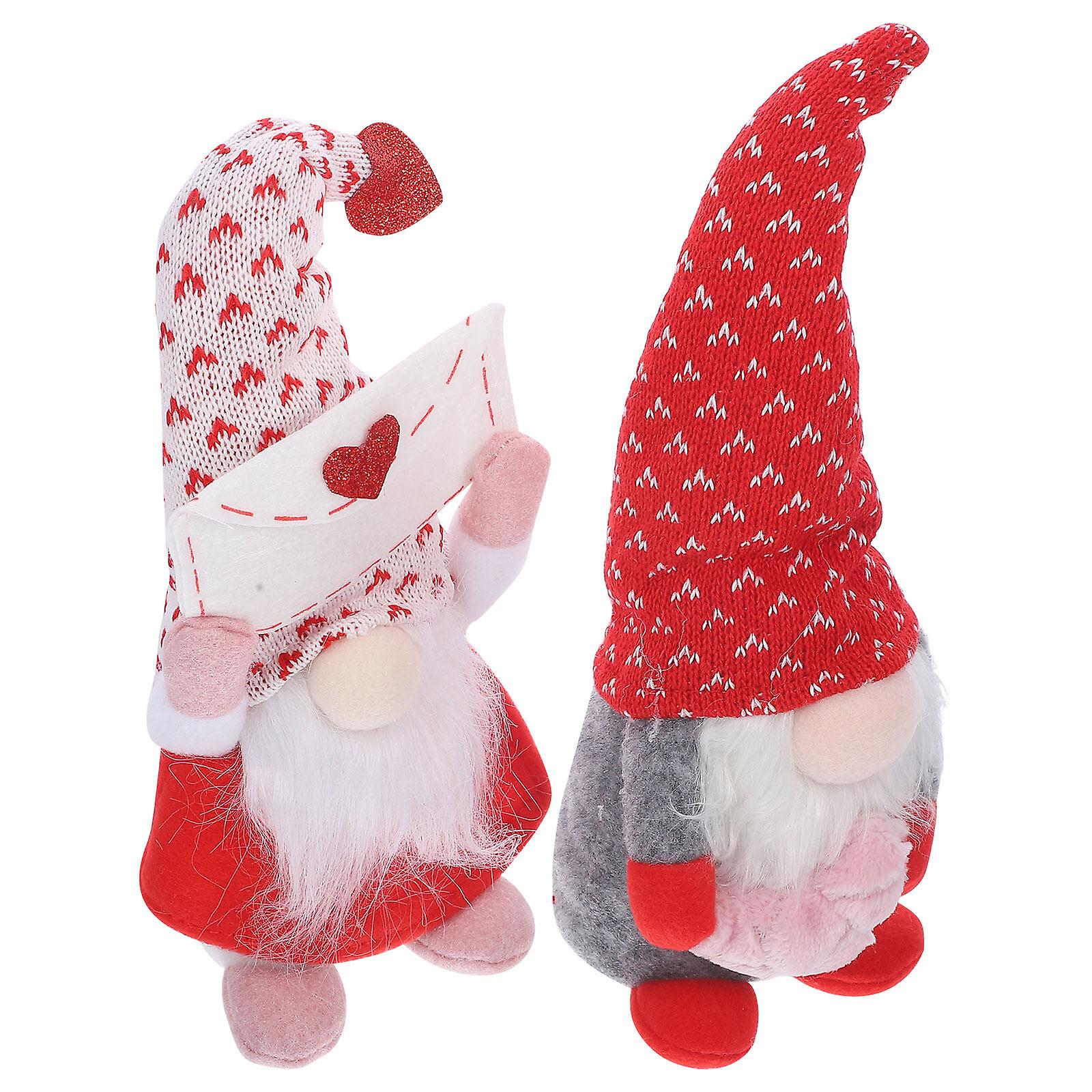 2pcs Valentine's Day Gnome Doll Lovely Tabletop Adornment Faceless Doll Ornament