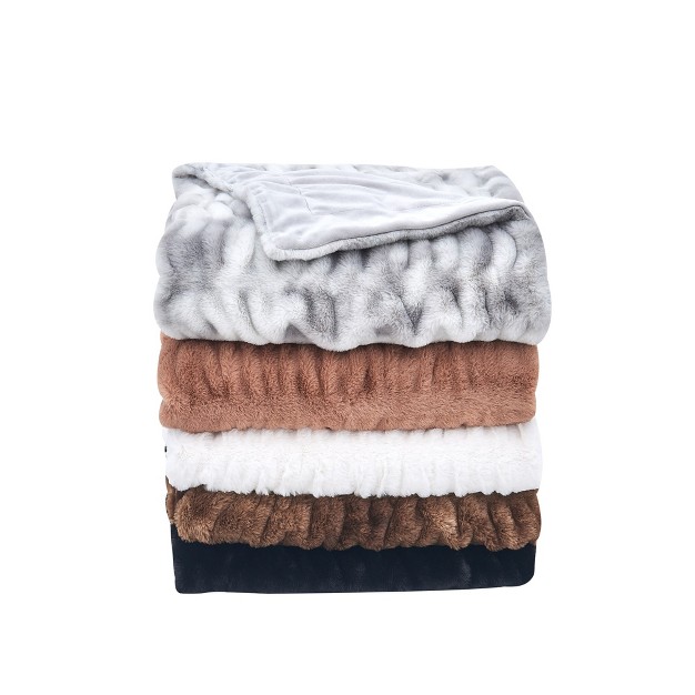 Ruched Faux Fur Reversible Throw Blanket Fuzzy And Luxurious Throw Blanket Great Bay Home