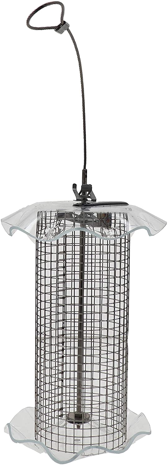 Birds Choice FF106 Forever Feeder， Stainless Steel Clear Sunflower Forever Feeder w/ Hanging Cable， 1 Quarts， Red