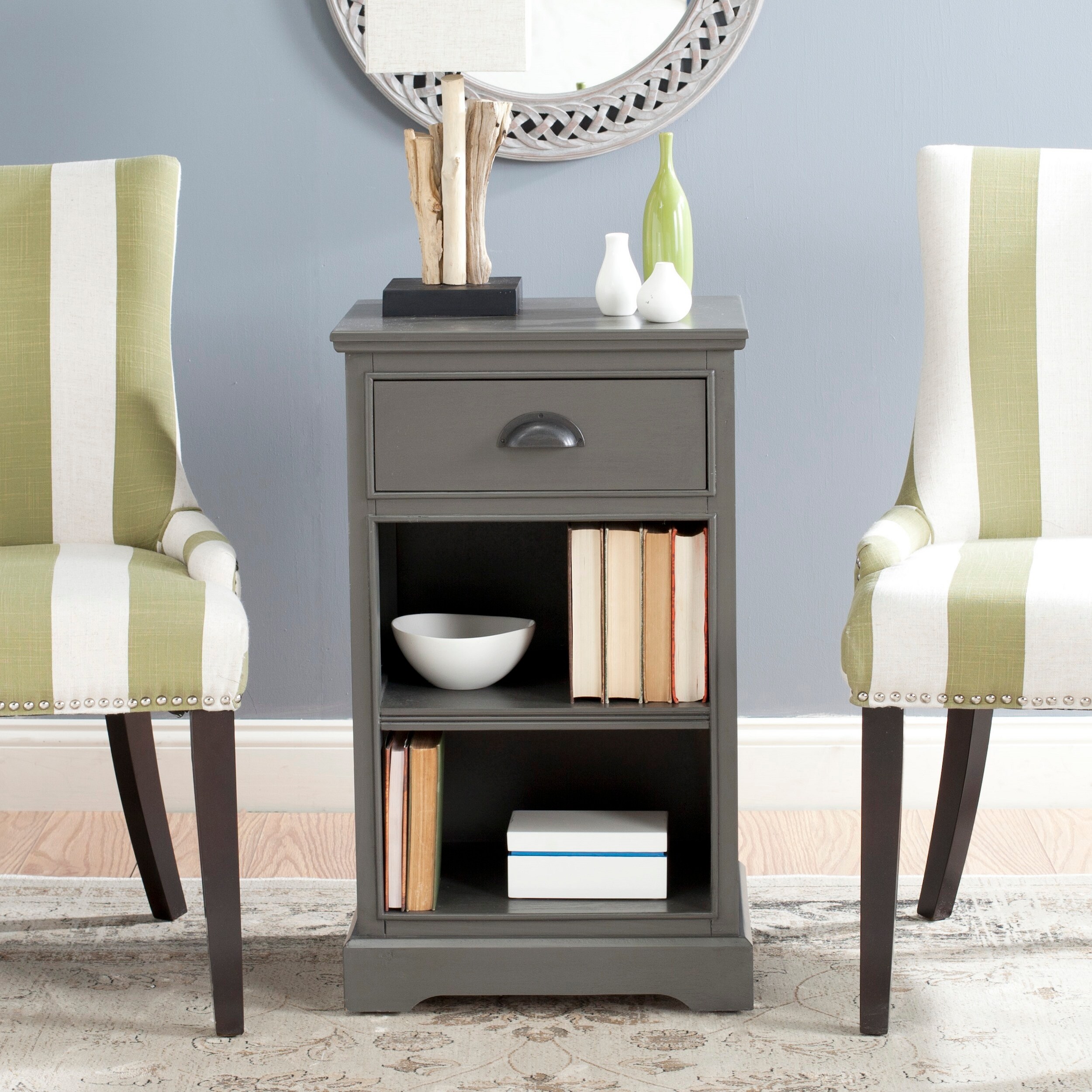 SAFAVIEH Griffin Grey Storage Side Table - 17.7