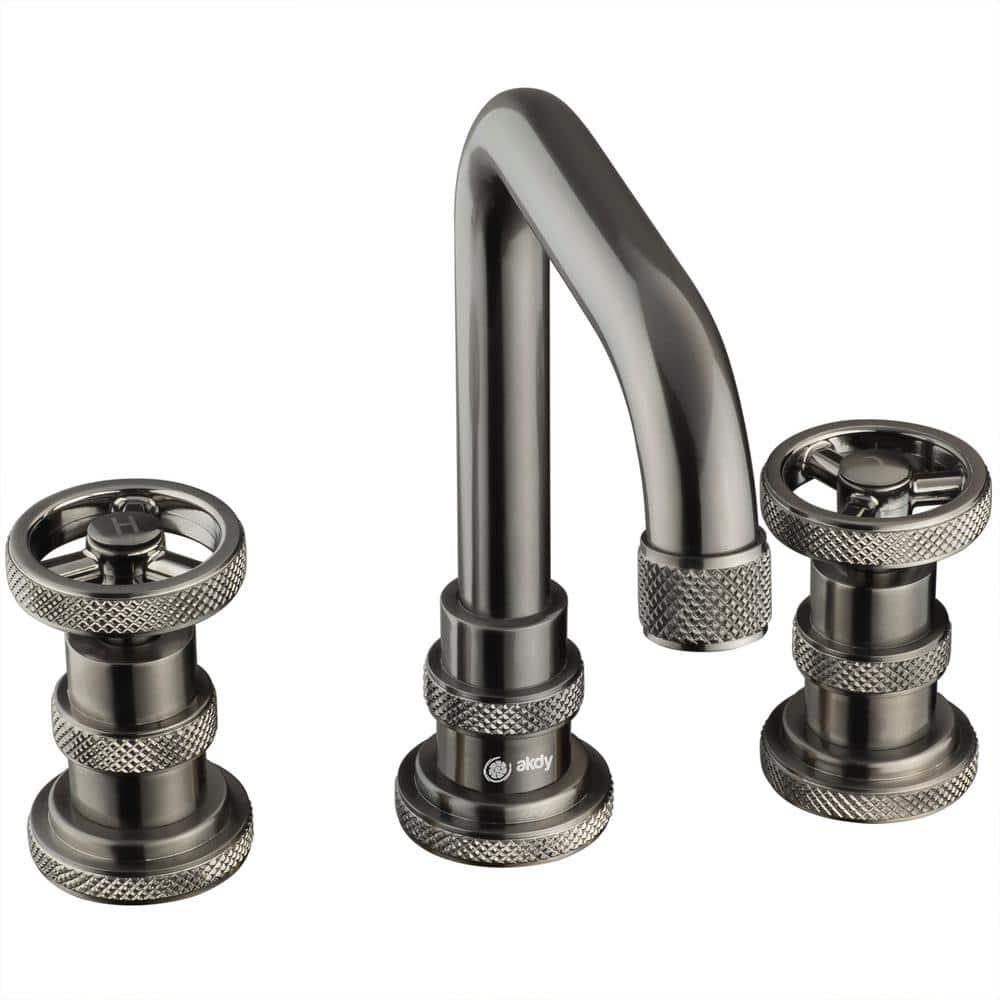 AKDY 8 in Widespread 2Handle HighArc Bathroom Faucet in Brushed Gun Black