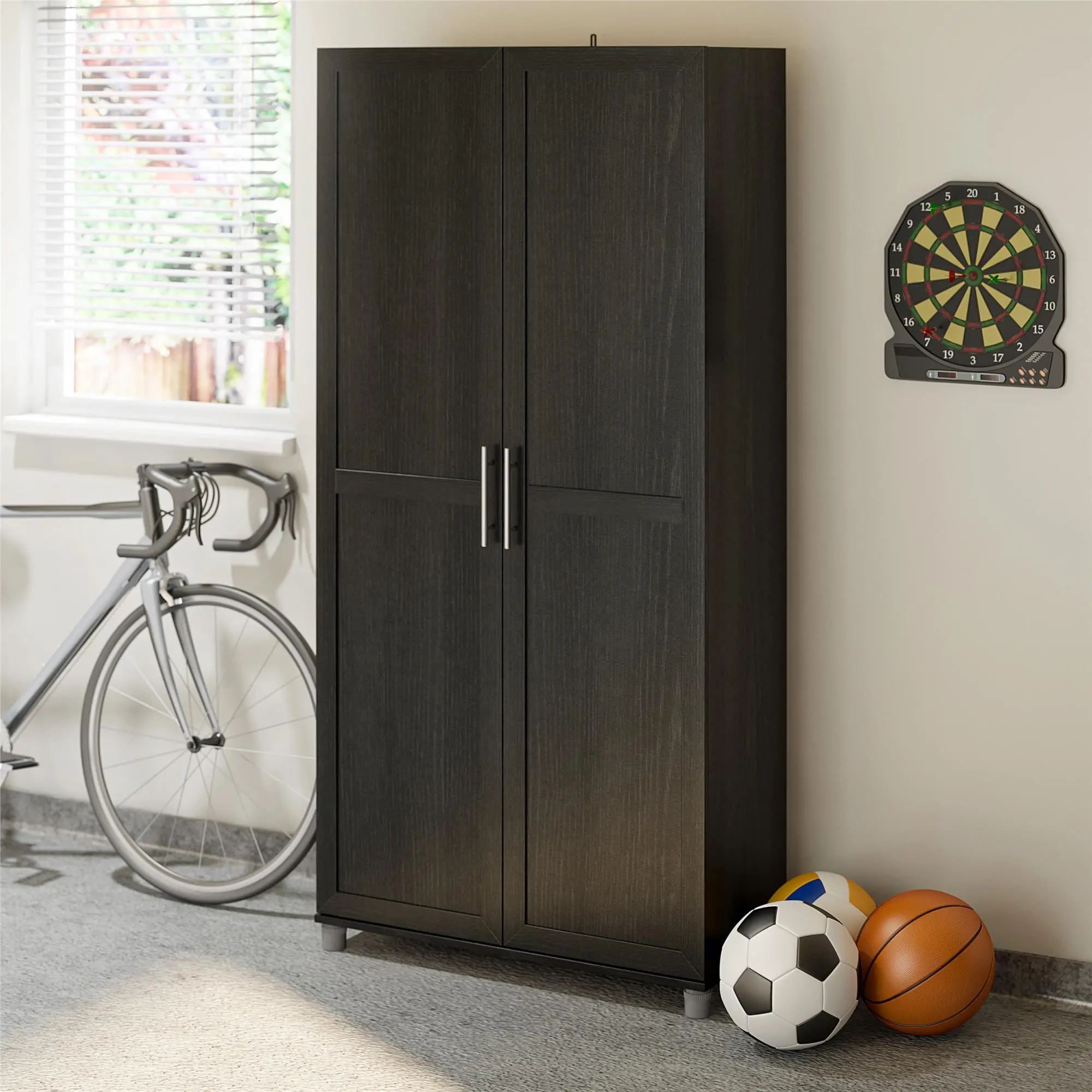 Camberly Framed Black Oak 36 Utility Storage Cabinet