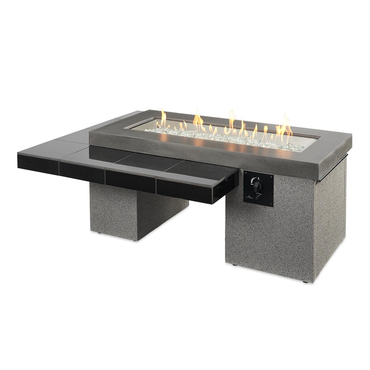 The Outdoor GreatRoom Company Uptown 64-Inch Linear Natural Gas Fire Pit Table with 42-Inch Crystal Fire Burner