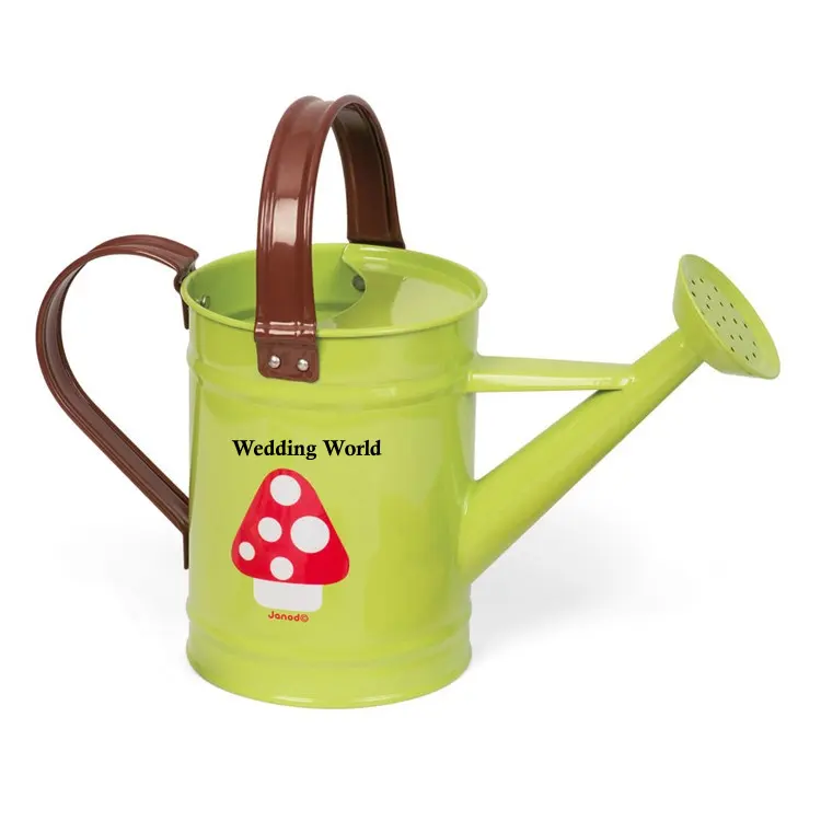 Galvanized Water Can High Quality Handmade Designer Fancy Watering Can Round Shape Green Color Wholesale Metal Water Can