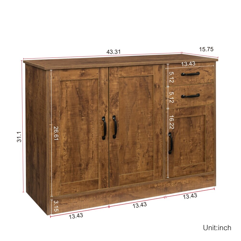 Modern Wood Buffet Sideboard with 2 doors 1 Storage and 2dra