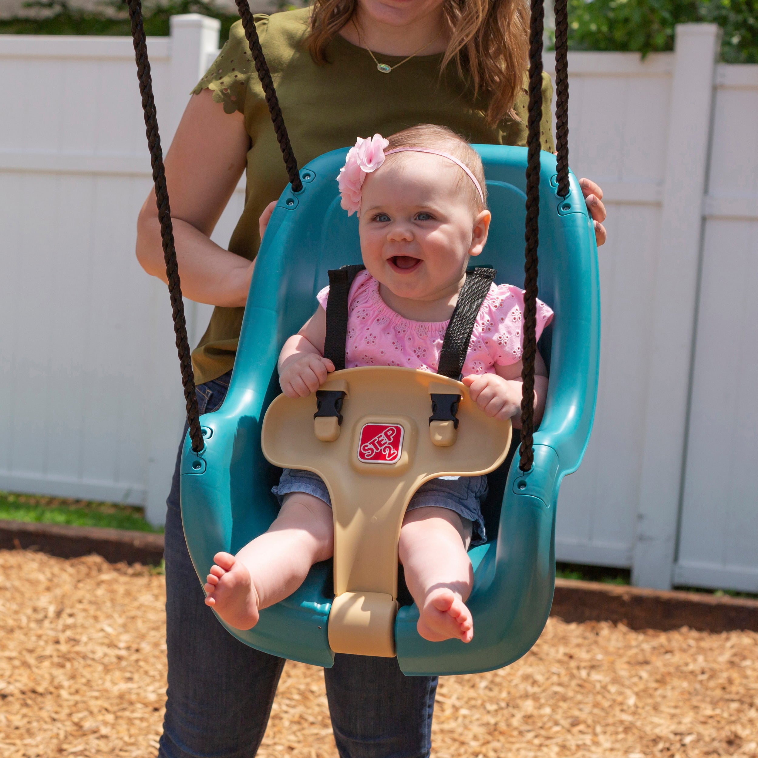 Step2 Teal Toddler Baby Swing Set Accessory with T-Bar and Weather-Resistant Ropes