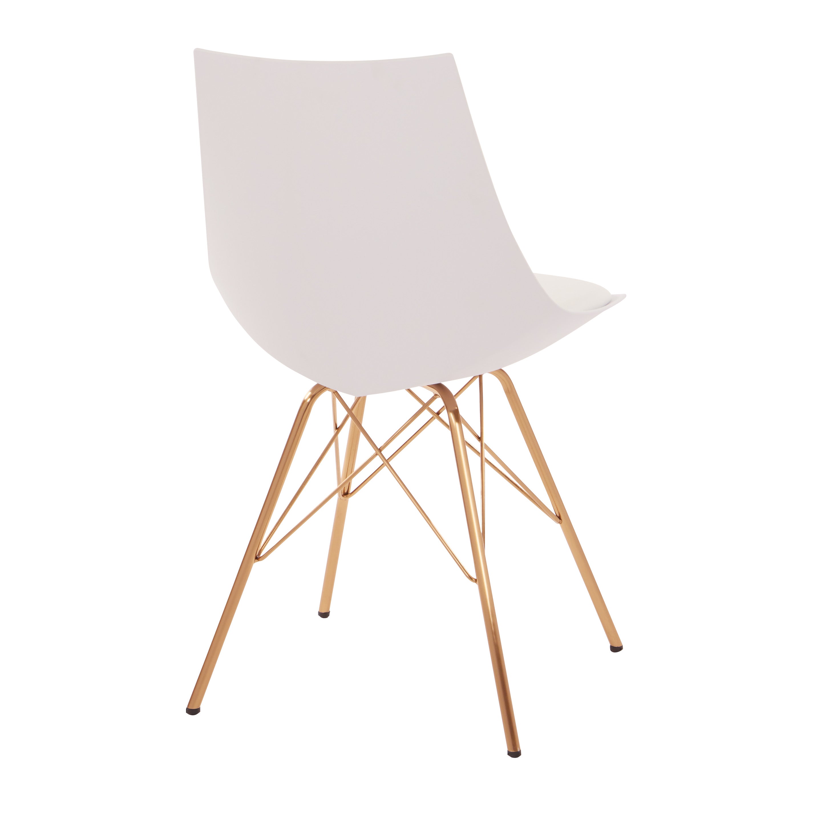 OSP Home Furnishings Oakley Chair in White Faux Leather with Gold Chrome Base