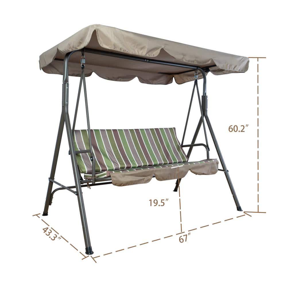 KOZYARD Powder Coated Steel Frame Lime Patio Swing with 3 Comfortable Cushion Seats and Strong Weather Resistant