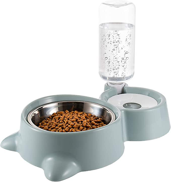 Double Dog Cat Bowl， Water And Food Bowl Set With Detachable Stainless Steel Bowl， Automatic Water Drinking Bottle， Pet Feeder For Small Medium Sized