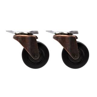 Everbilt 2 in. Black Soft Rubber and Copper Swivel Plate Caster with 80 lb. Load Rating (2-Pack) 49346