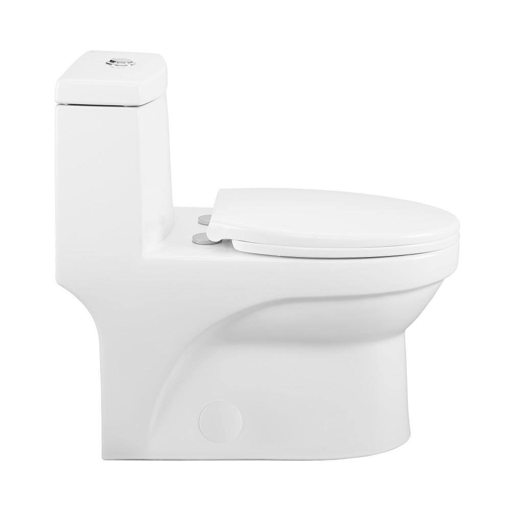 Swiss Madison Virage 1-piece 1.11.6 GPF Touchless Retrofit Dual Flush Elongated Toilet in Glossy White Seat Included SM-1TK118