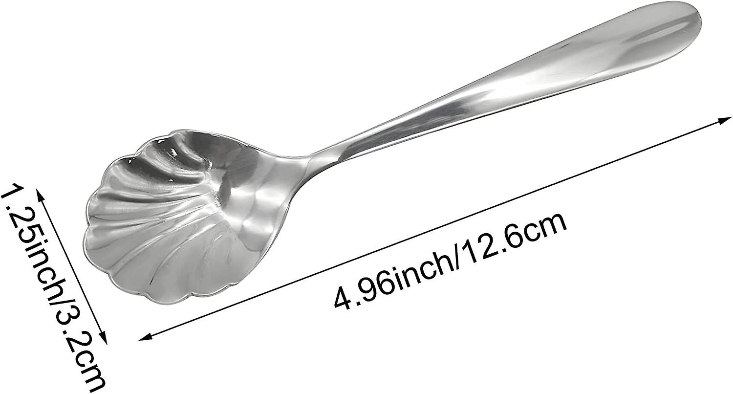 2pcs Shell Shape Stir Spoons 18/10(304) Stainless Steel Sugar Spoon Vintage 4.96inch Teaspoons For Coffee