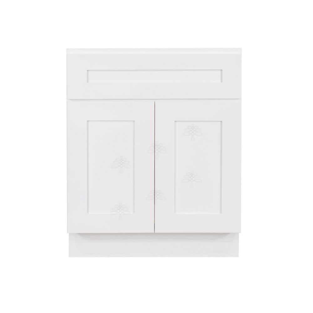 LIFEART CABINETRY Lancaster Shaker Assembled 24 in W x 21 in D x 33 in H Bath Vanity Cabinet with 2 Doors in White