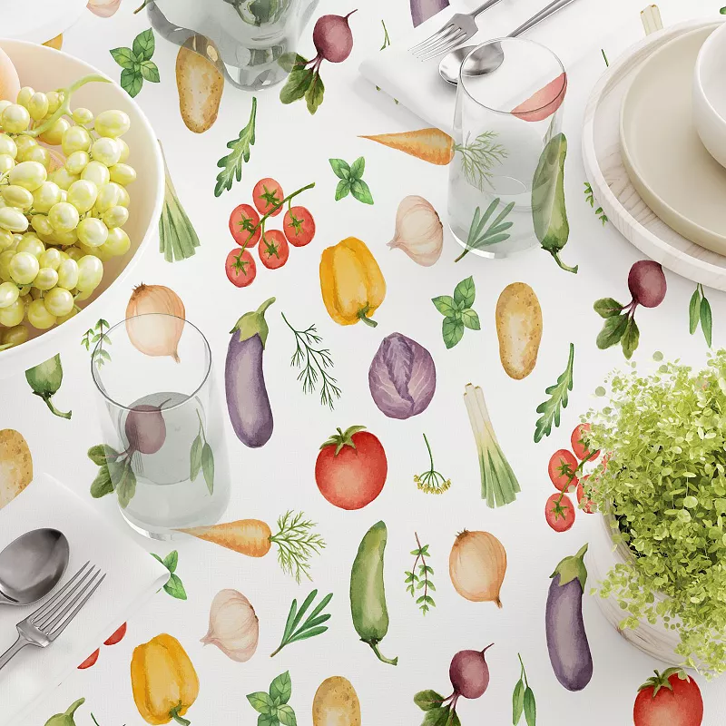 Rectangular Tablecloth， 100% Polyester， 60x120， Garden Vegetables