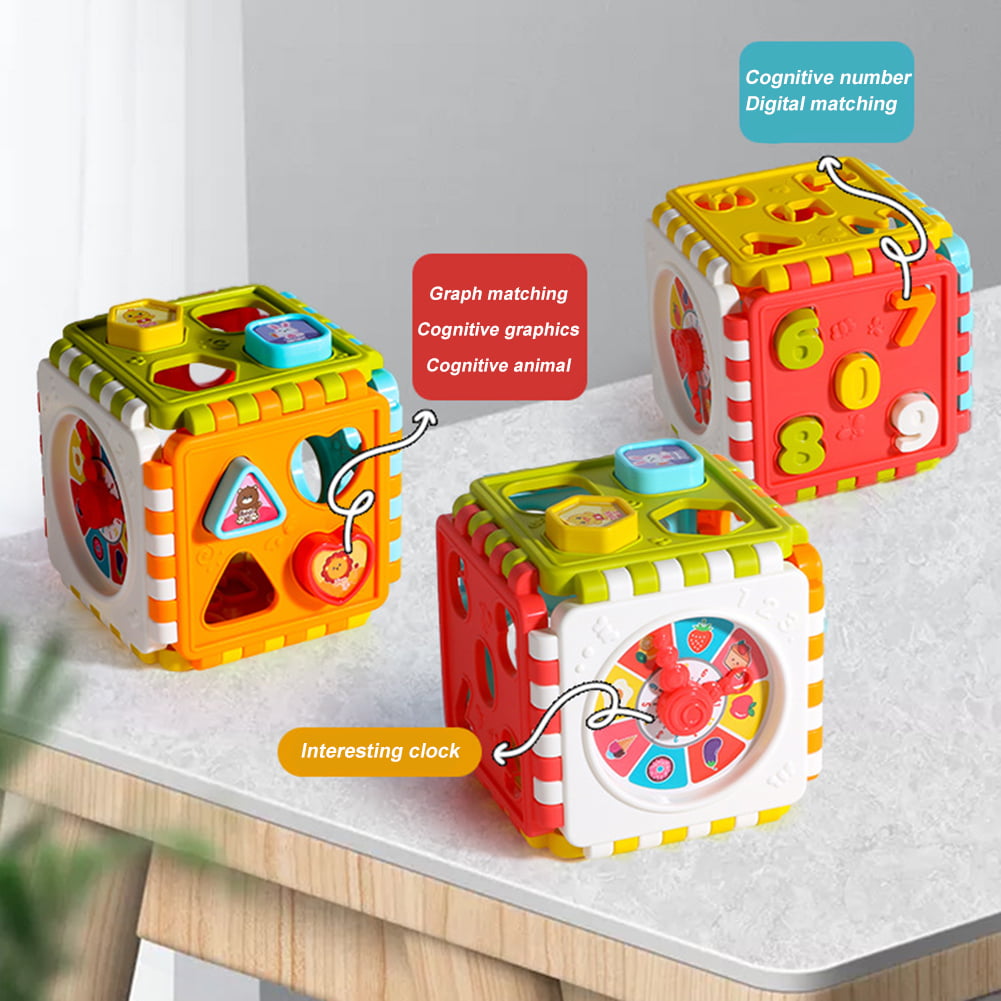 Toddler Plastic Activity Cube Shape Number Sorting Toys Building Blocks