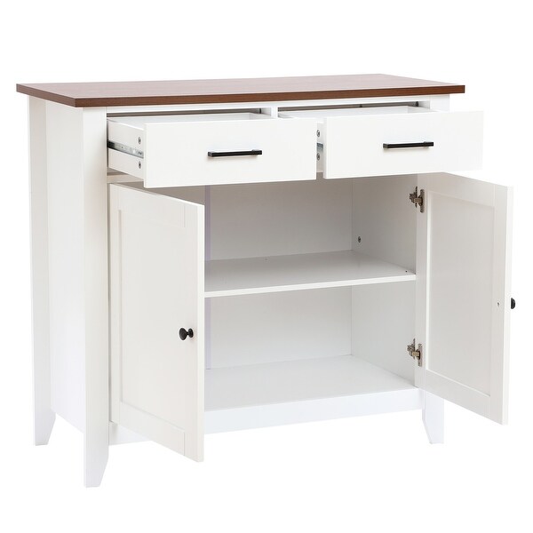 White Wood 2-Drawer 2-Door Sideboard Storage Cabinet - 32.83