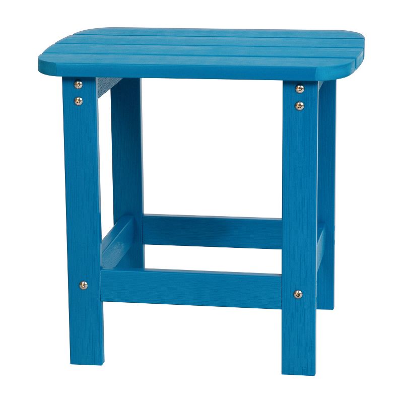 Emma and Oliver Hammond Indoor/Outdoor Polyresin Adirondack Side Table for Porch， Patio， or Sunroom