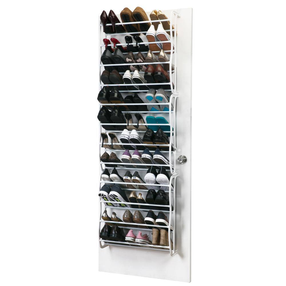 Simplify 71 in. H 36-Pair White Polypropylene Hanging Shoe Organizer 23197