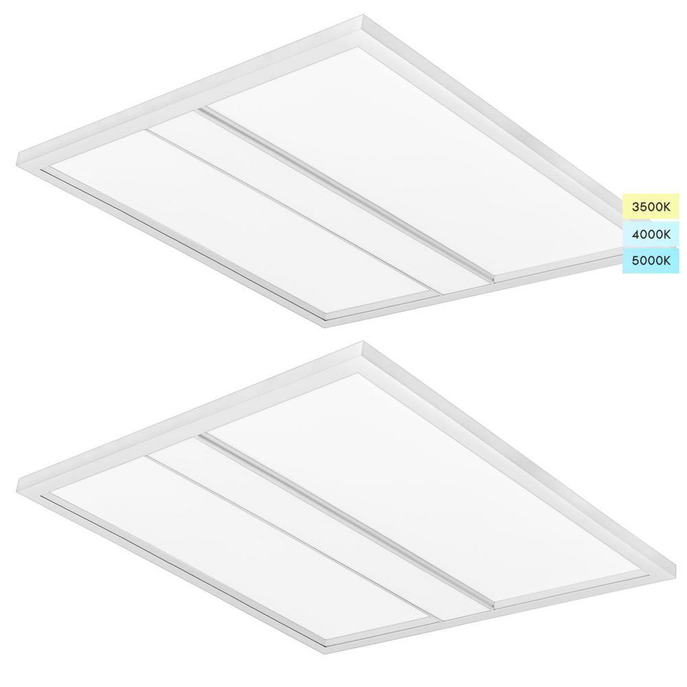 LUXRITE 2 ft. x 2 ft. 275033003850 Lumens Integrated LED Panel-Light 3 Color Options 3500K4000K5000K Dimmable (2-Pack) LR25705-2PK