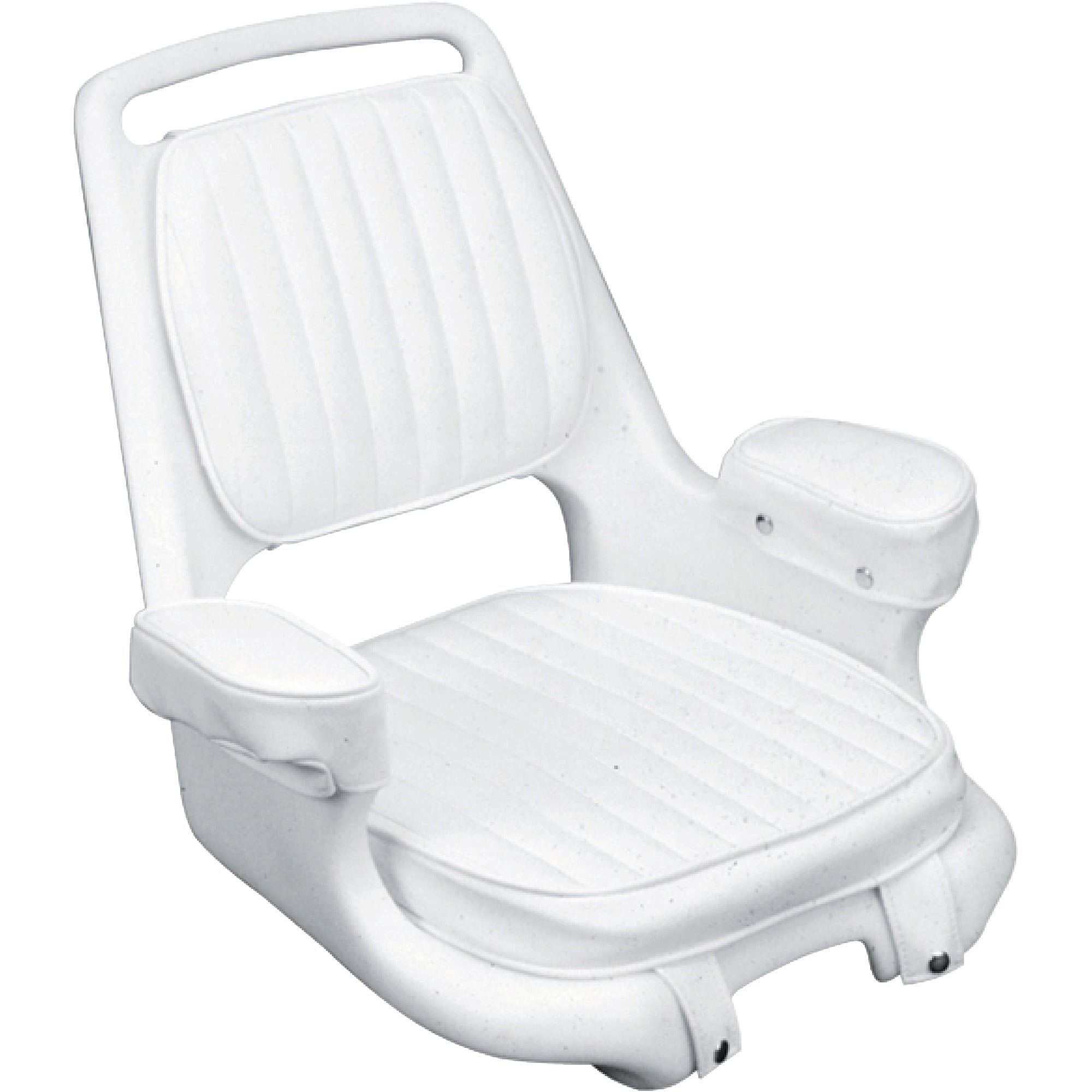 Moeller Extra-Wide Offshore Seat with Padded Armrest， Cushion Set and Mounting Plate， White