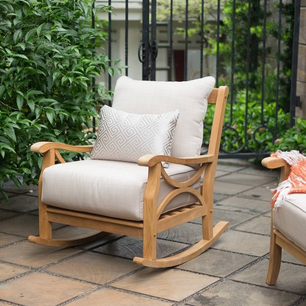 Cambridge Casual Abbington Teak Outdoor Patio Rocking Chair With Cushion