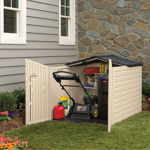 Rubbermaid Outdoor Slide-Lid Storage Shed, Beige, 6 ft. x 5 ft.