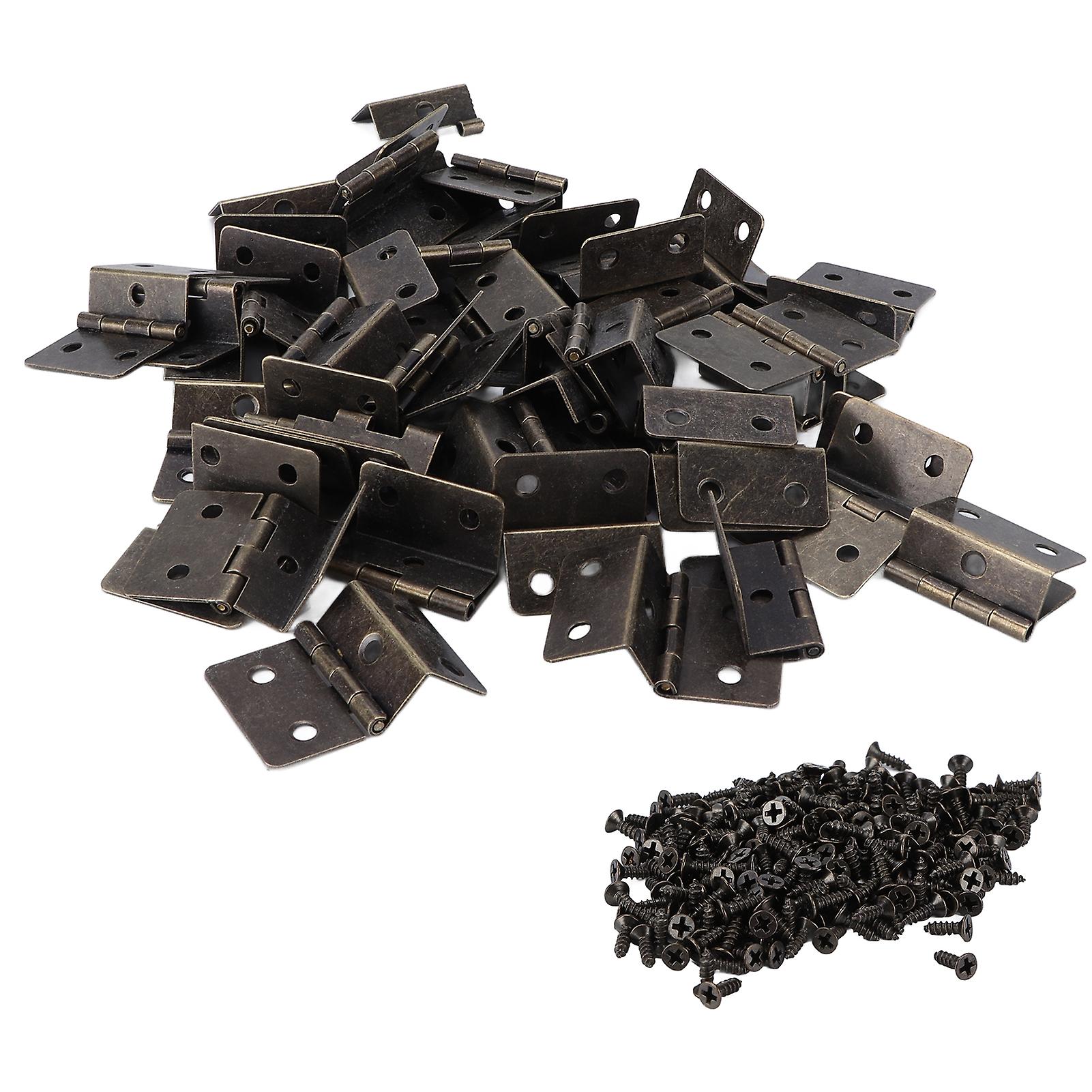 50pcs Hinges Appearance Electroplating Durable Iron Material Wooden Boxes Repairing Accessories With Screwsgreen Bronze