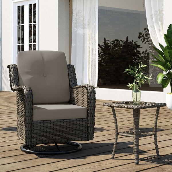 Outdoor Rattan Swivel Gliders Rocking Chair