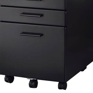 Benjara Black Contemporary Style File Cabinet with Lock System and Caster Support BM209615