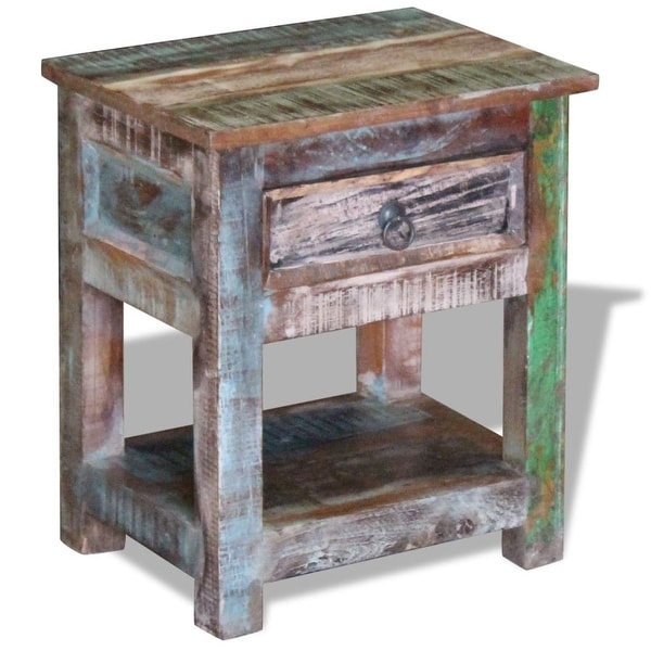 vidaXL Side Table with 1 Drawer Solid Reclaimed Wood 17