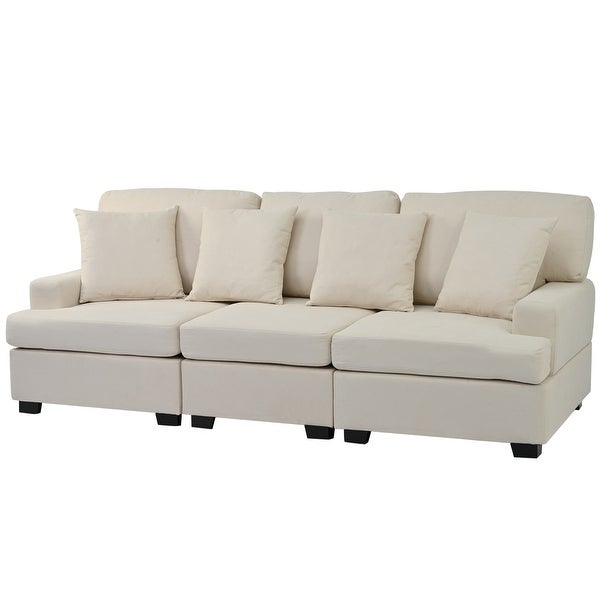 3 Seat Sofa with Removable Back and Seat Cushions and 4 Comfortable Pillows