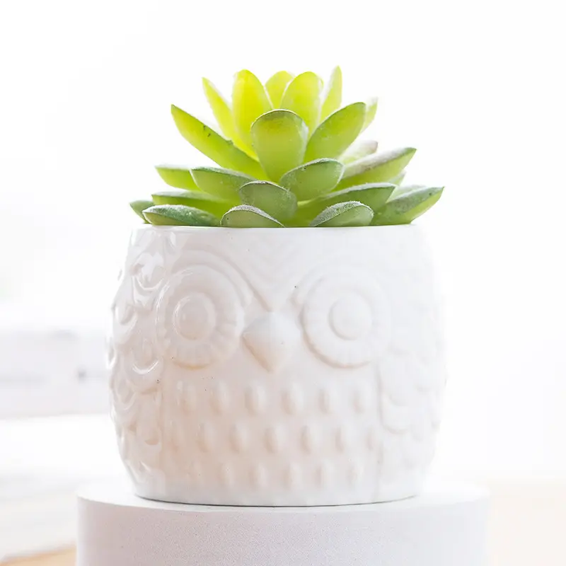 Printable logo white ceramic pot modern simple succulent ceramic pot home gardening pot wholesale household planting supplies