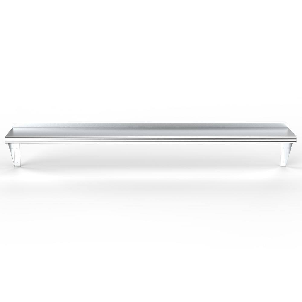 AMGOOD 10 in. x 60 in. Stainless Steel Wall Shelf. Kitchen Restaurant Garage Laundry Metal Shelf with Brackets AMG WS-1060