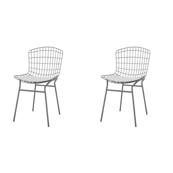 Madeline Chair， Set of 2 in Charcoal Grey and White