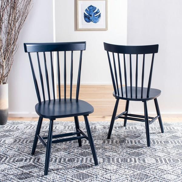 Ada 17 quotSpindle Dining Chair set of 2 Navy   Midcentury   Dining Chairs   by AED Luxury Home Decor  Houzz