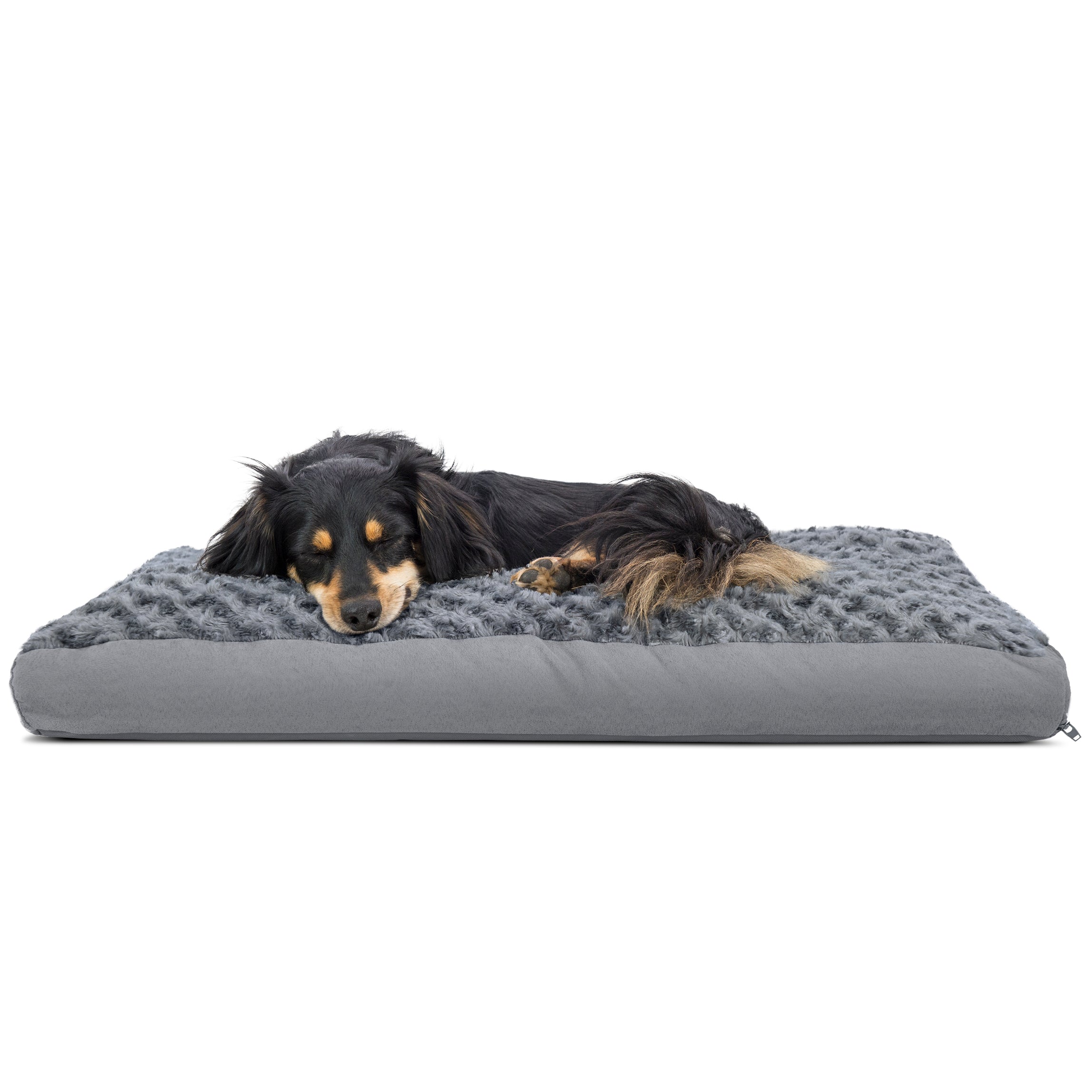 FurHaven Pet Products | Deluxe Plush Pillow Pet Bed for Dogs and Cats， Gray， Medium